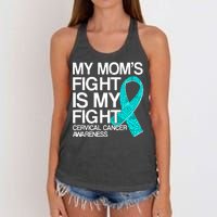 My Mom's Fight is My Fight Cervical Cancer Awareness Women's Knotted Racerback Tank