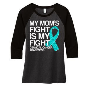 My Mom's Fight is My Fight Cervical Cancer Awareness Women's Tri-Blend 3/4-Sleeve Raglan Shirt