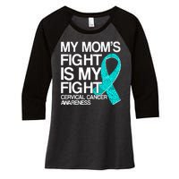 My Mom's Fight is My Fight Cervical Cancer Awareness Women's Tri-Blend 3/4-Sleeve Raglan Shirt