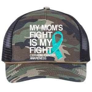 My Mom's Fight is My Fight Cervical Cancer Awareness Retro Rope Trucker Hat Cap