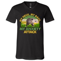 My Neck My Back My Anxiety Attack Vintage Opossum V-Neck T-Shirt