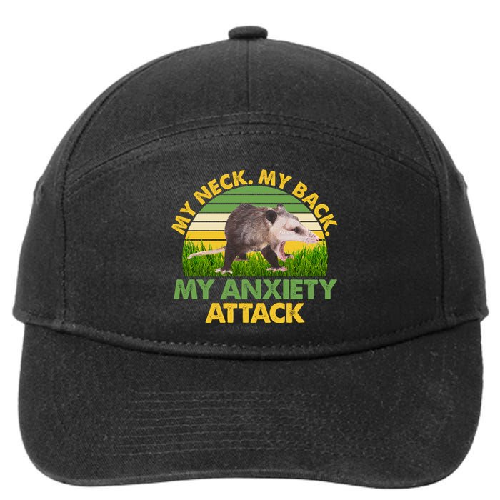 My Neck My Back My Anxiety Attack Vintage Opossum 7-Panel Snapback Hat