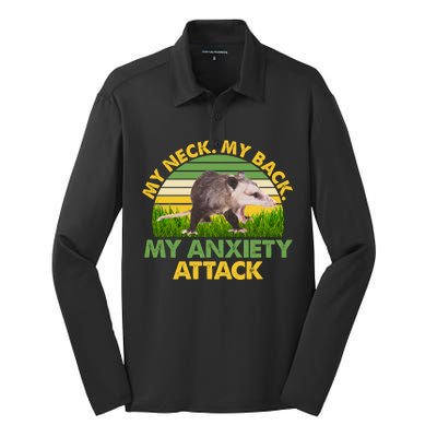 My Neck My Back My Anxiety Attack Vintage Opossum Silk Touch Performance Long Sleeve Polo