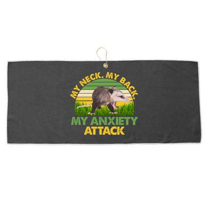 My Neck My Back My Anxiety Attack Vintage Opossum Large Microfiber Waffle Golf Towel