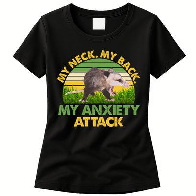 My Neck My Back My Anxiety Attack Vintage Opossum Womens T-Shirt