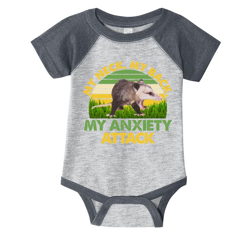 My Neck My Back My Anxiety Attack Vintage Opossum Infant Baby Jersey Bodysuit
