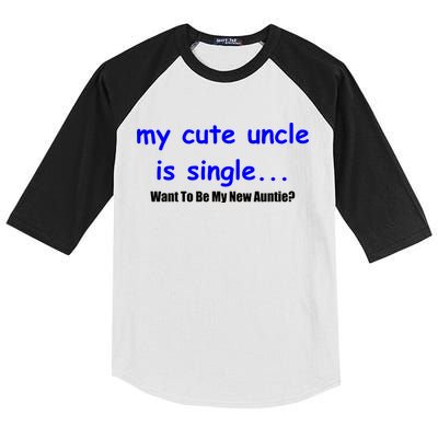 My New Uncle Is Single, Want To Be My New Auntie? Kids Colorblock Raglan Jersey