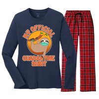 My Official Quarantine Shirt Sloth Women's Long Sleeve Flannel Pajama Set 