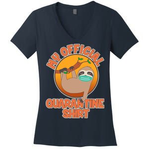 My Official Quarantine Shirt Sloth Women's V-Neck T-Shirt