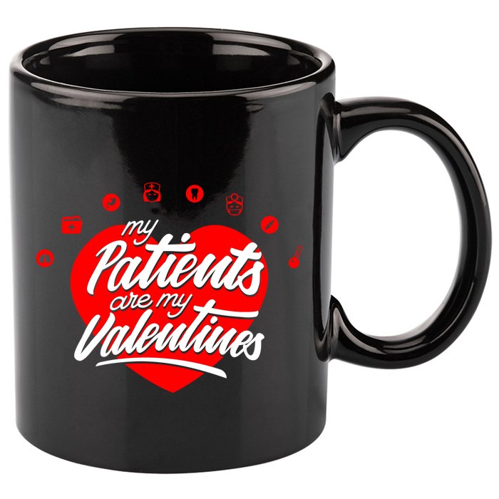 My Patients Are My Valentine's Day Love Heart 11oz C Handle Ceramic Mug