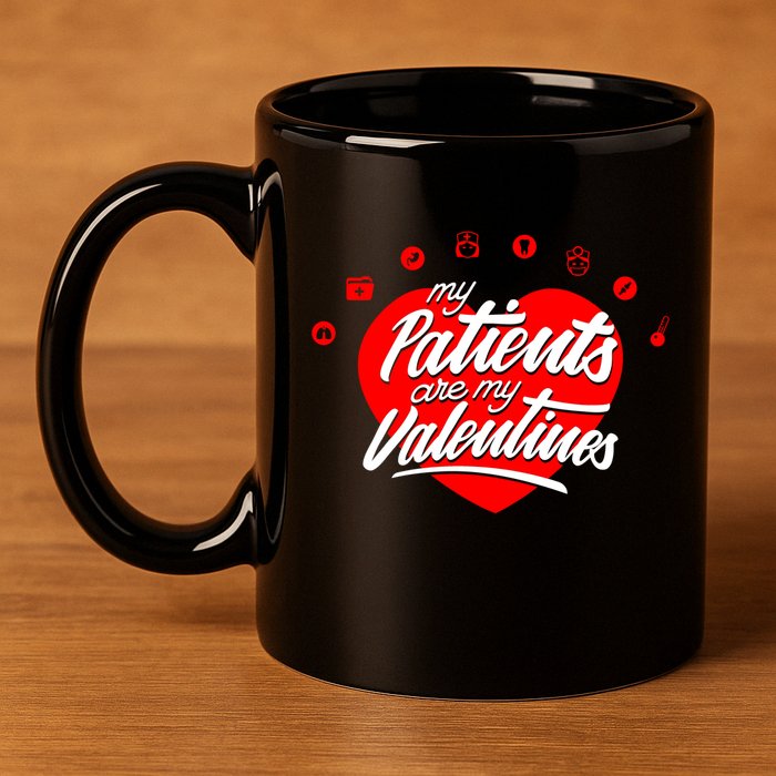My Patients Are My Valentine's Day Love Heart 11oz C Handle Ceramic Mug
