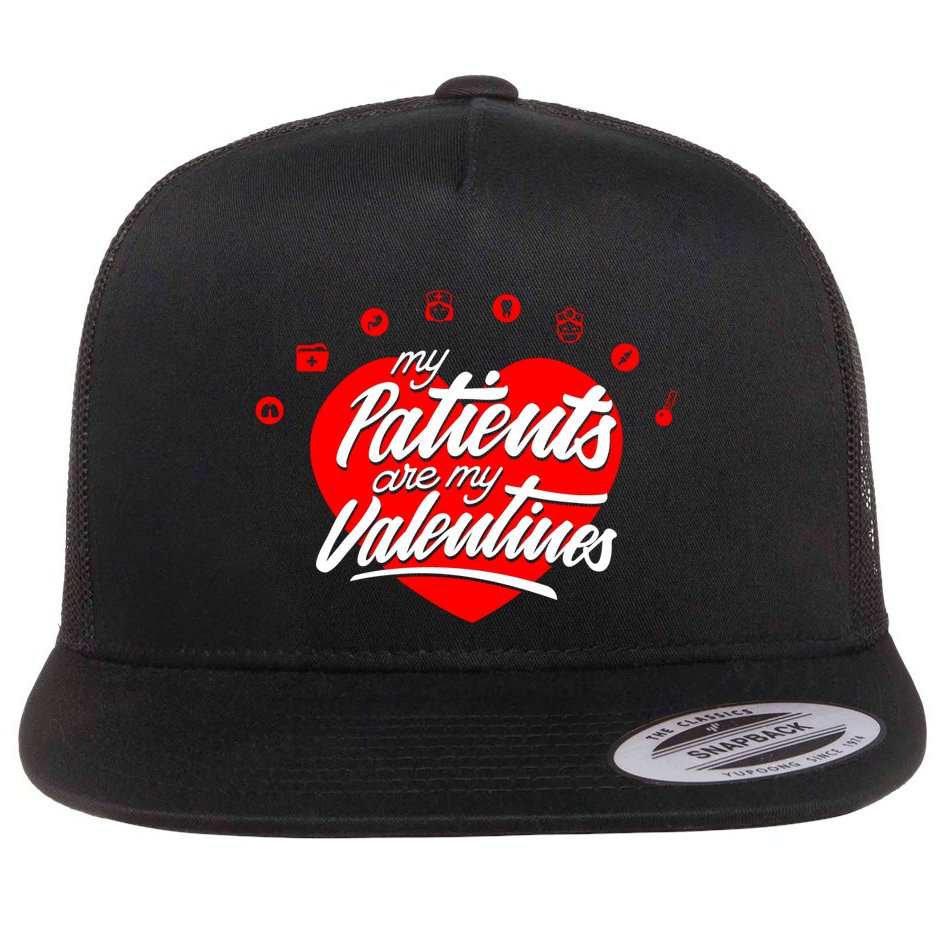 My Patients Are My Valentine's Day Love Heart Flat Bill Trucker Hat