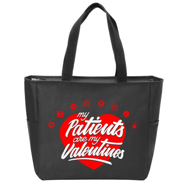 My Patients Are My Valentine's Day Love Heart Zip Tote Bag
