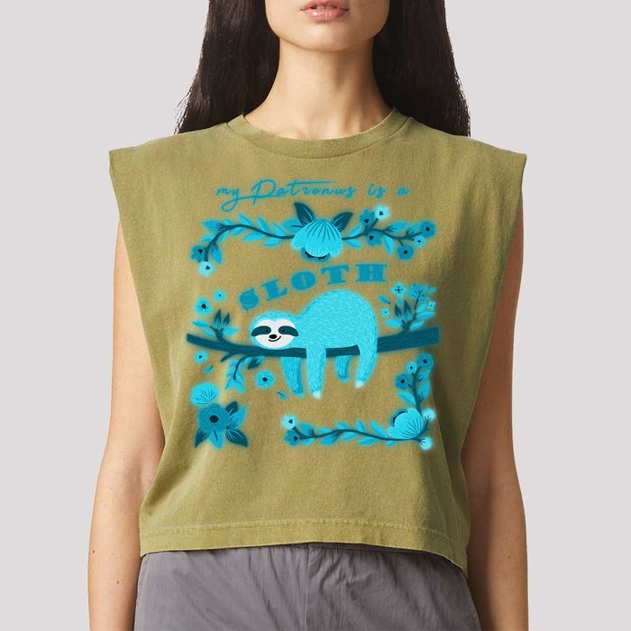 My Patronsus Is A Sloth Funny Garment-Dyed Women's Muscle Tee