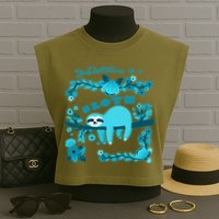My Patronsus Is A Sloth Funny Garment-Dyed Women's Muscle Tee