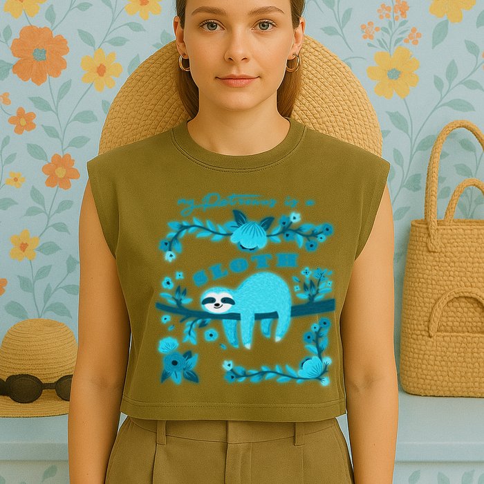 My Patronsus Is A Sloth Funny Garment-Dyed Women's Muscle Tee