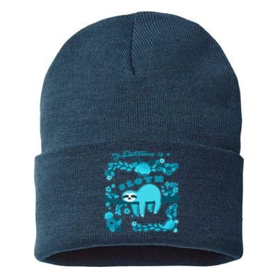 My Patronsus Is A Sloth Funny Sustainable Knit Beanie