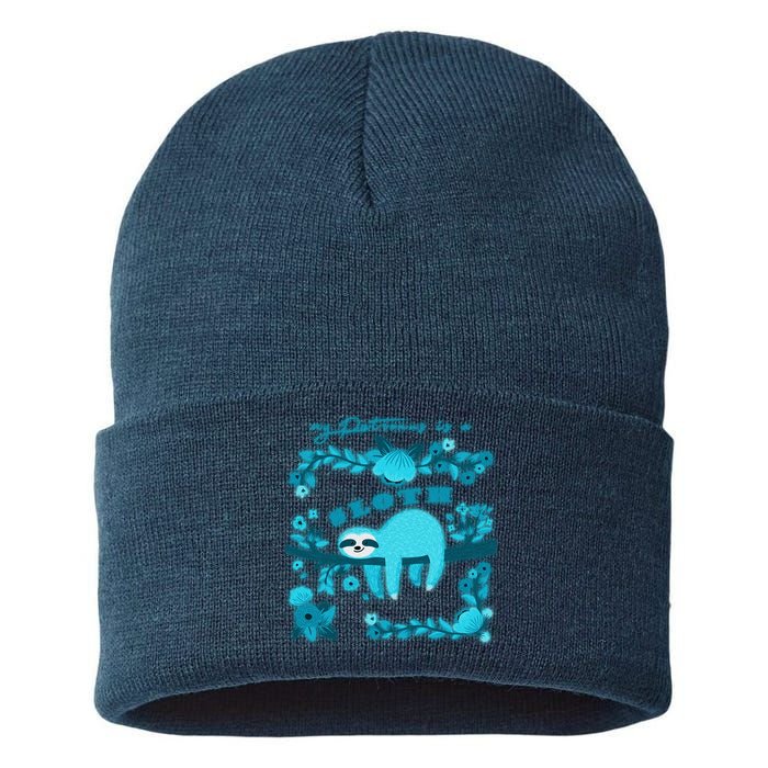 My Patronsus Is A Sloth Funny Sustainable Knit Beanie