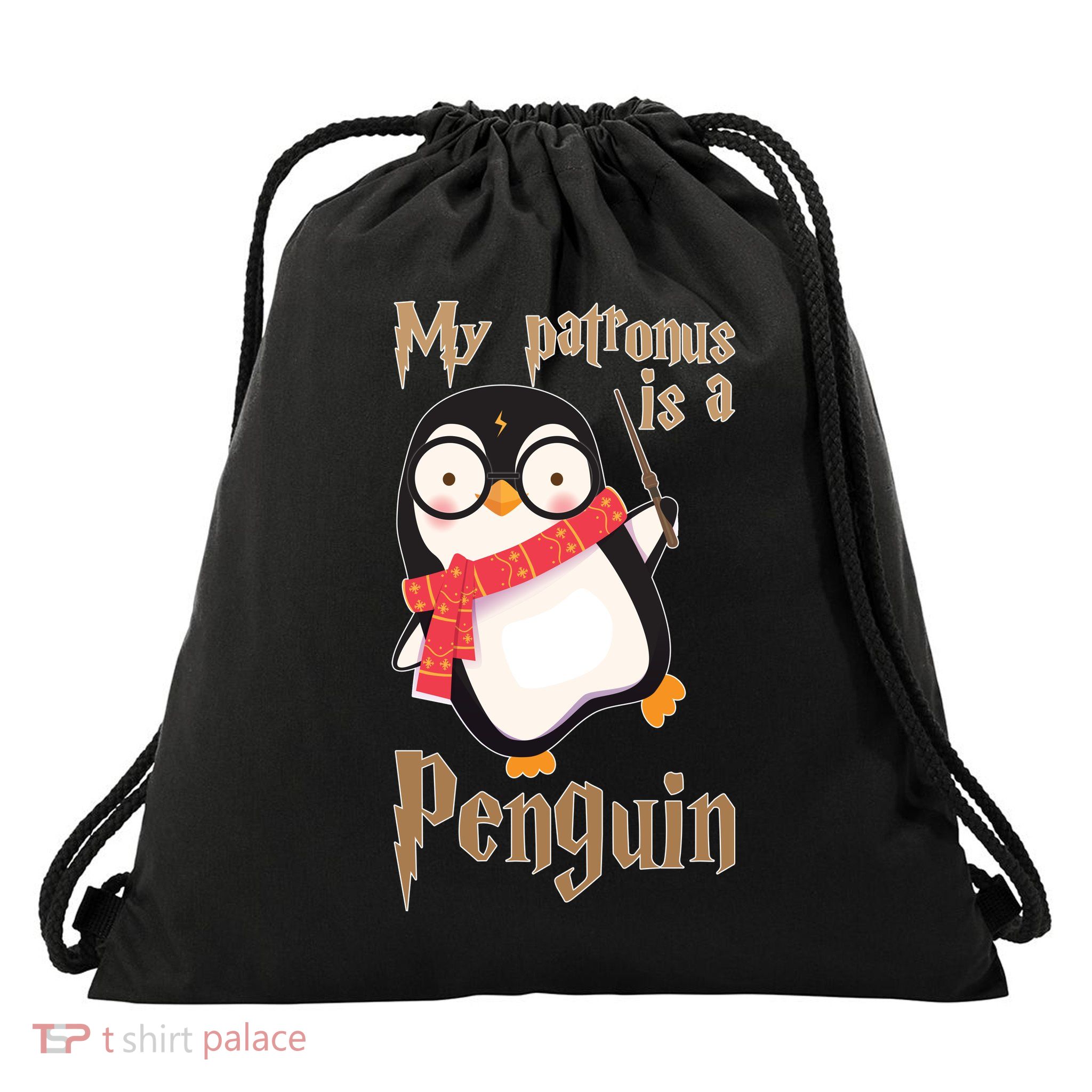 My Patronus Is a Penguin Drawstring Bag