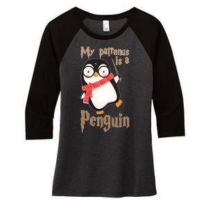 My Patronus Is a Penguin Women's Tri-Blend 3/4-Sleeve Raglan Shirt