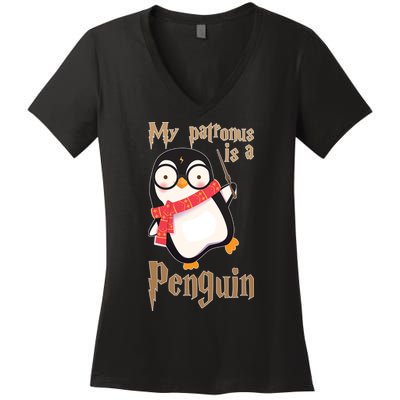 My Patronus Is a Penguin Women's V-Neck T-Shirt
