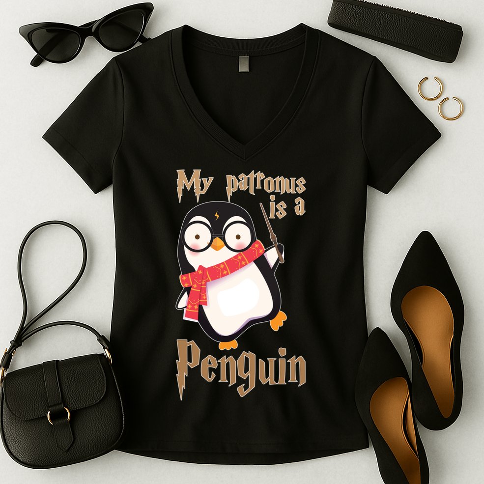 My Patronus Is a Penguin Women's V-Neck T-Shirt
