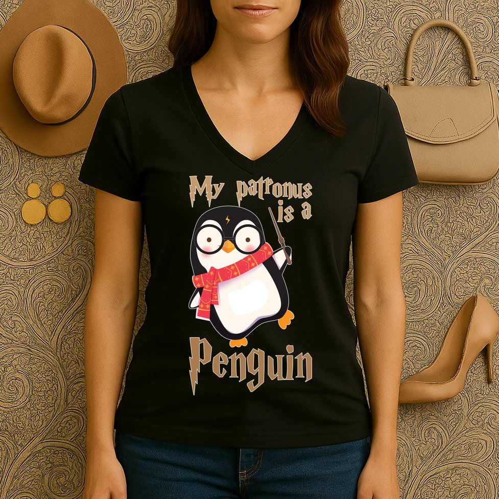 My Patronus Is a Penguin Women's V-Neck T-Shirt