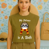 My Patronus Is A Sloth Garment-Dyed Women's Muscle Tee