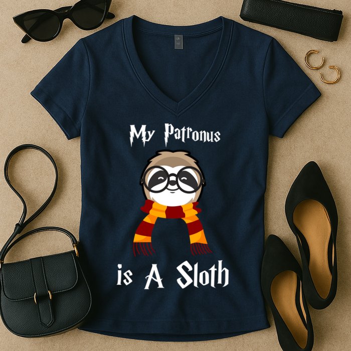 My Patronus Is A Sloth Women's V-Neck T-Shirt