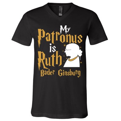 My Patronus Is Ruth Bader Ginsburg V-Neck T-Shirt