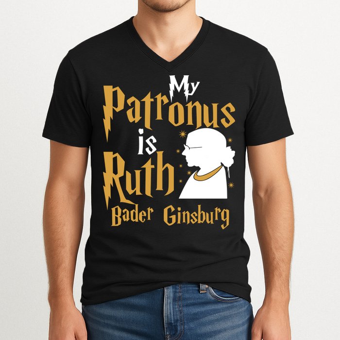 My Patronus Is Ruth Bader Ginsburg V-Neck T-Shirt