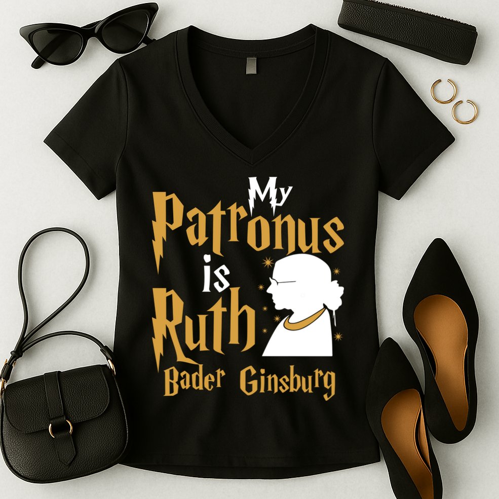 My Patronus Is Ruth Bader Ginsburg Women's V-Neck T-Shirt