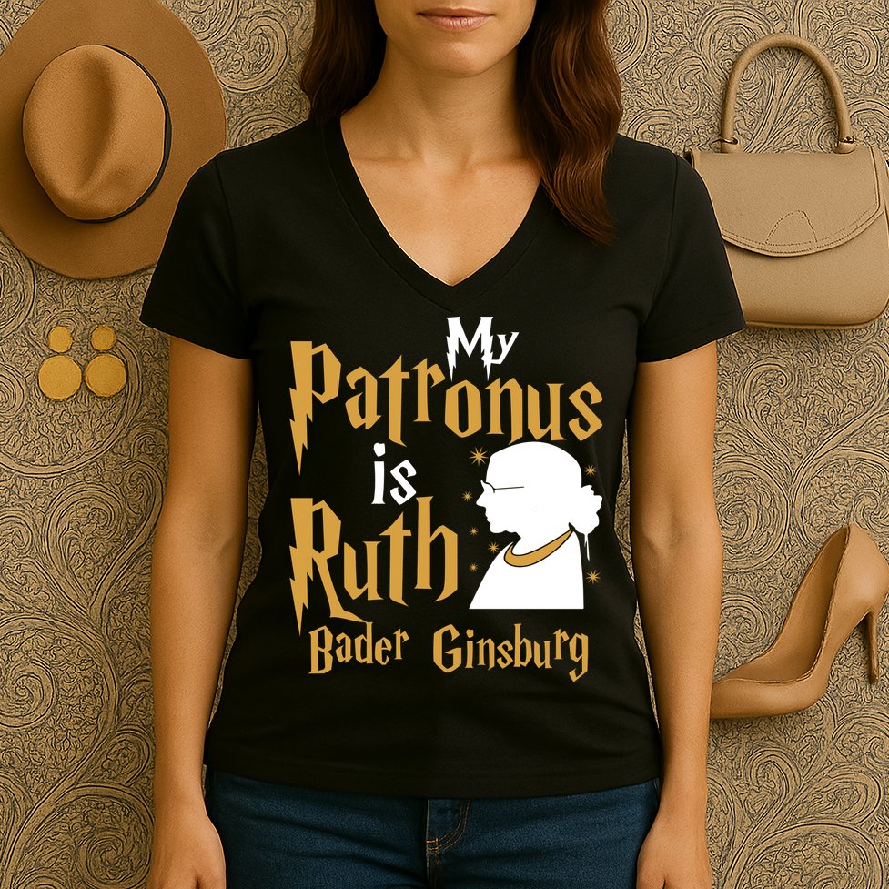 My Patronus Is Ruth Bader Ginsburg Women's V-Neck T-Shirt