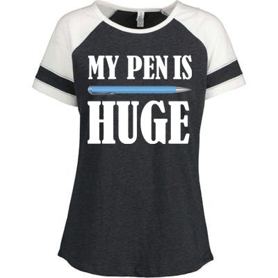 My Pen Is Huge Enza Ladies Jersey Colorblock Tee