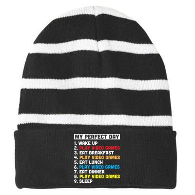 My Perfect Day Striped Beanie with Solid Band