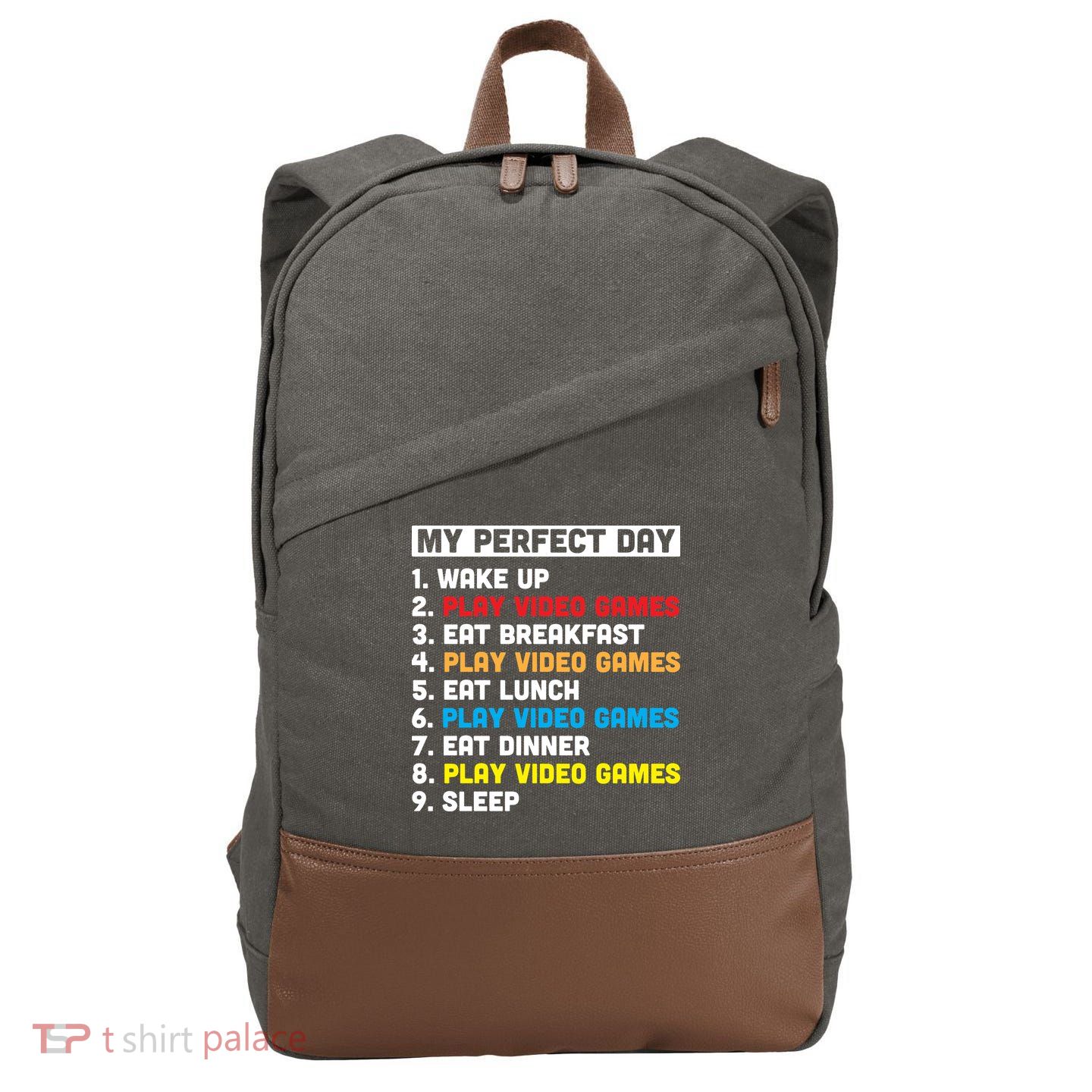 My Perfect Day Cotton Canvas Backpack