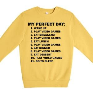 My Perfect Day Sleep Eat Play Video Games Premium Crewneck Sweatshirt