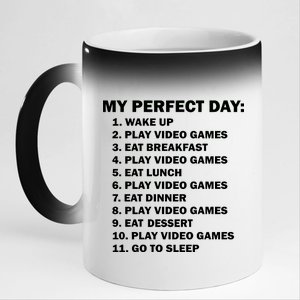 My Perfect Day Sleep Eat Play Video Games 11oz Black Color Changing Mug