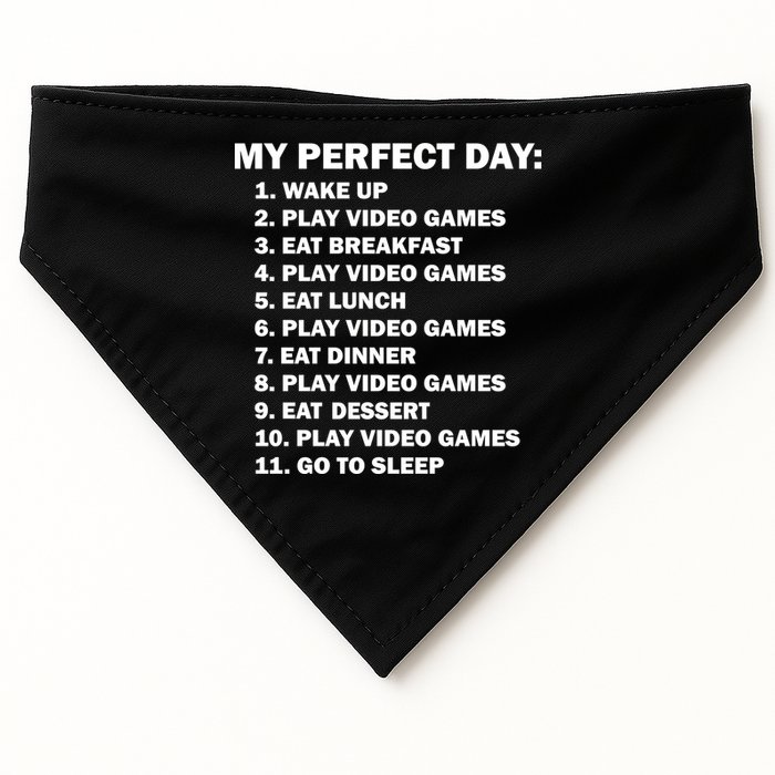 My Perfect Day Sleep Eat Play Video Games USA-Made Doggie Bandana