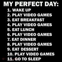 My Perfect Day Sleep Eat Play Video Games Flexfit Unipanel Trucker Cap