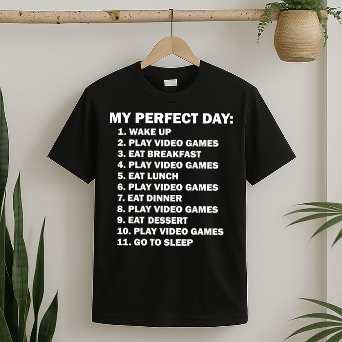 My Perfect Day Sleep Eat Play Video Games T-Shirt