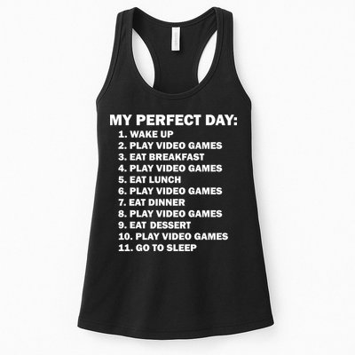 My Perfect Day Sleep Eat Play Video Games Womens Tank Top