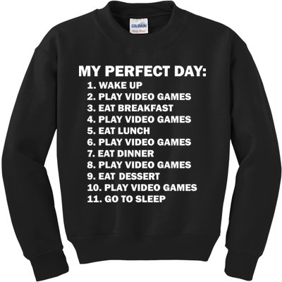 My Perfect Day Sleep Eat Play Video Games Kids Sweatshirt