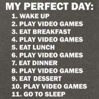 My Perfect Day Sleep Eat Play Video Games Cotton Canvas Backpack