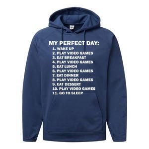 My Perfect Day Sleep Eat Play Video Games Performance Fleece Hoodie