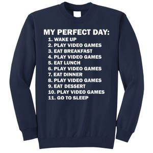 My Perfect Day Sleep Eat Play Video Games Tall Sweatshirt