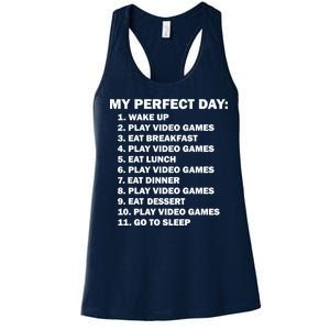 My Perfect Day Sleep Eat Play Video Games Women's Racerback Tank