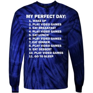 My Perfect Day Sleep Eat Play Video Games Tie-Dye Long Sleeve Shirt