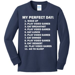 My Perfect Day Sleep Eat Play Video Games Kids Long Sleeve Shirt