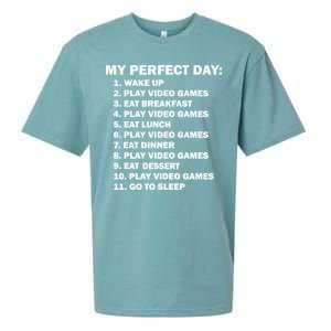 My Perfect Day Sleep Eat Play Video Games Sueded Cloud Jersey T-Shirt